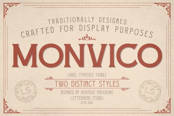 Monvico One Font: Vintage Charm for Handmade Labels